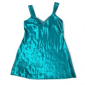 Teal green Adonna slip dress with lace detailing dress